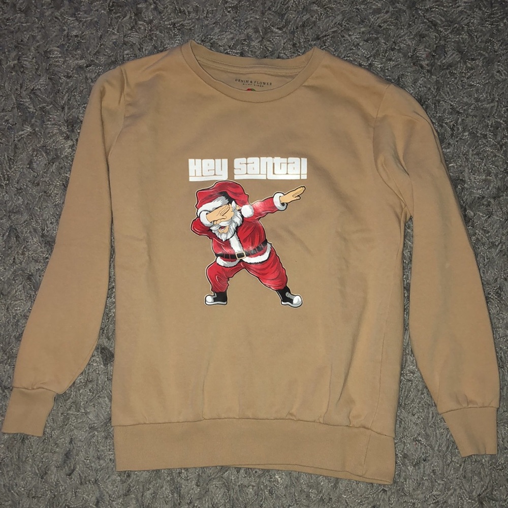 Denim & Flower Dabbing Santa Sweatshirt, Size 9/10